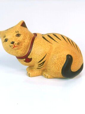 Franklin Mint Curio Cabinet Cat Chalkware Figurine 1986 Made In Korea